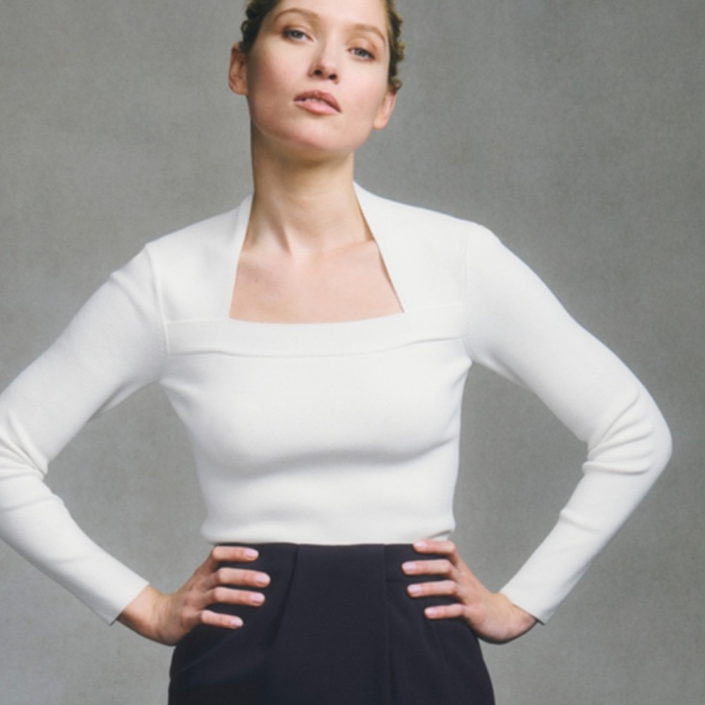 The Fold long sleeve knit top